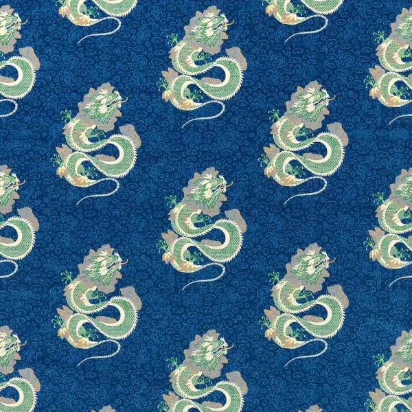 Water Dragon Fabric by Sanderson in Emporer Blue and Emerald