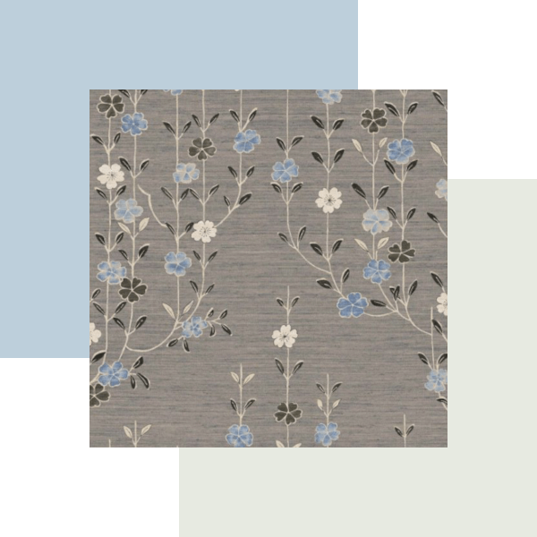 Blossom wallpaper with Window Blue and Pearl Colour Paint