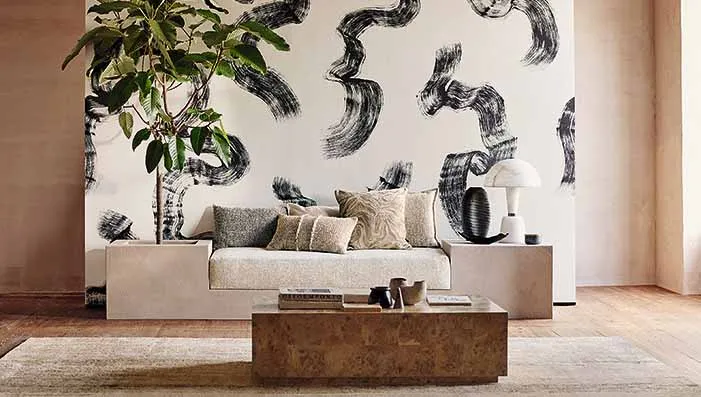 A chic and minimalistic white fabric sofa, offering a clean and elegant look. Perfect for white upholstery fabric and white linen upholstery fabric.